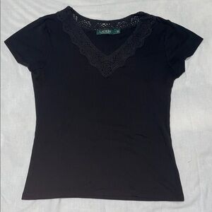 Lauren V-neck Black Short Sleeve Top